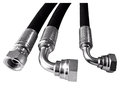 Flexibles hydrauliques équipés de leurs raccords coudés sertis