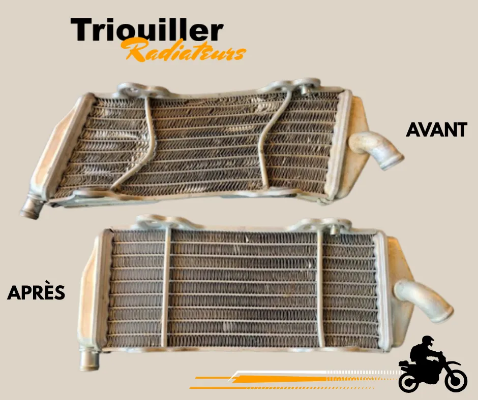 Radiateur de moto avant et après nettoyage